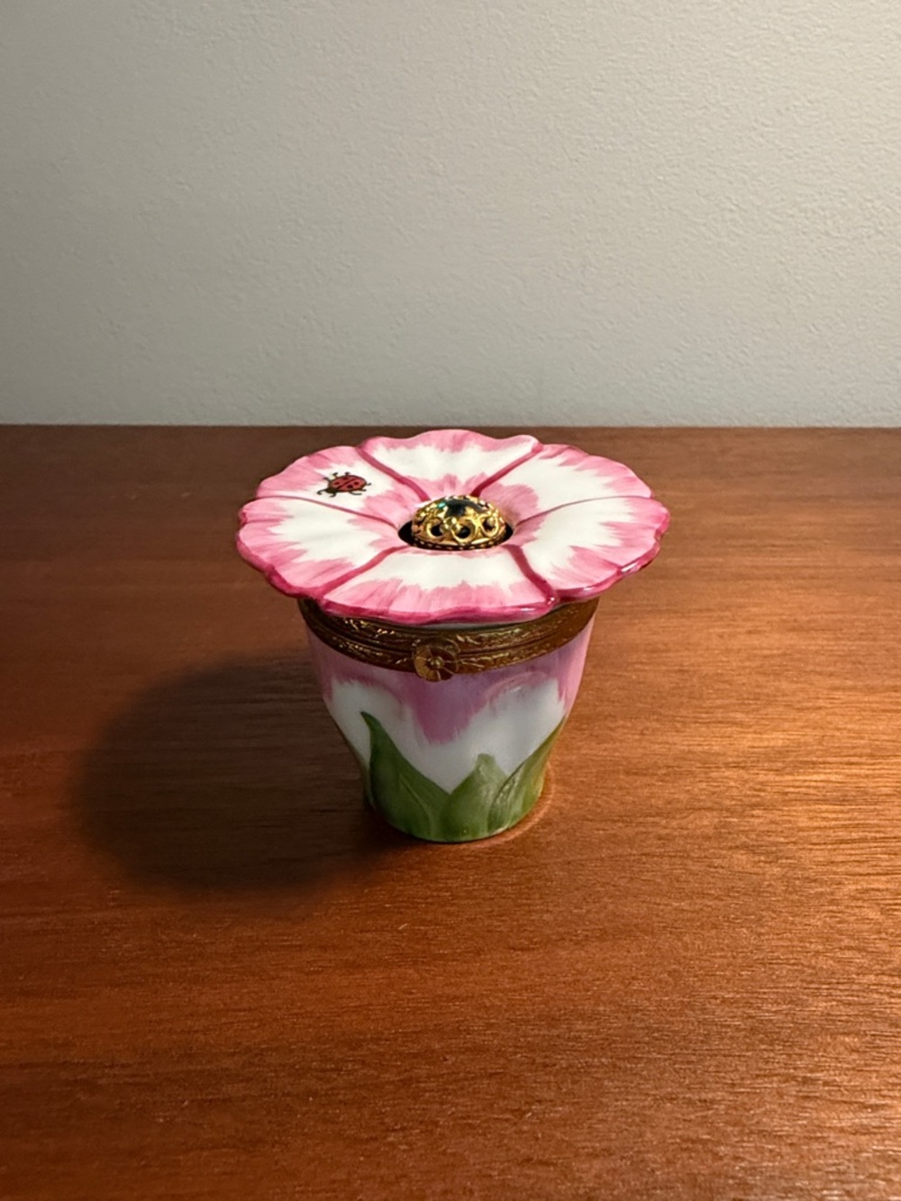 Vintage Limoges Peint Main Flower Perfume Trinket Box